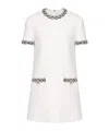 Valentino Embroidered Crisp Tweed Short Dress In White