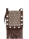 Valentino Garavani Garavani Nellcôte Embroidered Shoulder Bag With Fringes Woman Multicolour/testa D In Brown