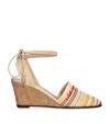Valentino La Cruisette 75 Tasseled Embroidered Canvas Wedge Sandals In Multi