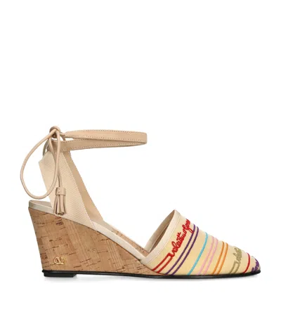 VALENTINO GARAVANI EMBROIDERED CRUISETTE WEDGE HEELS 75