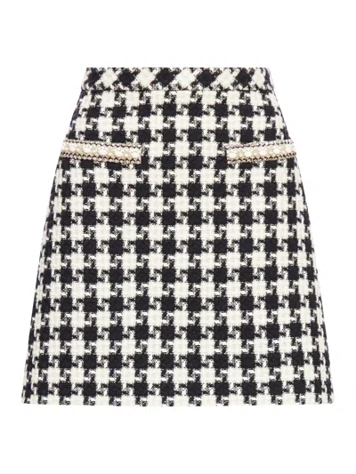Valentino Virgin Wool-blend Houndstooth Mini Skirt In Multi