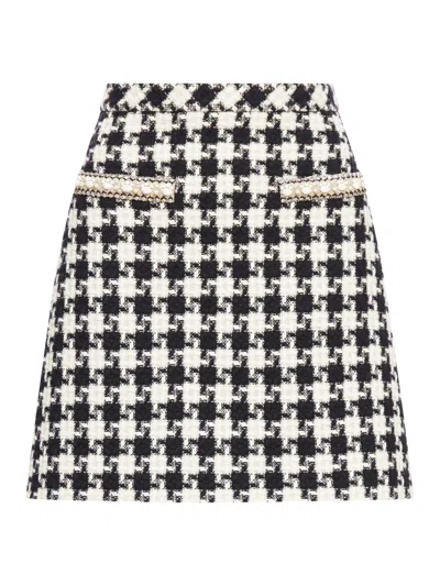 Valentino Virgin Wool-blend Houndstooth Mini Skirt In Multi