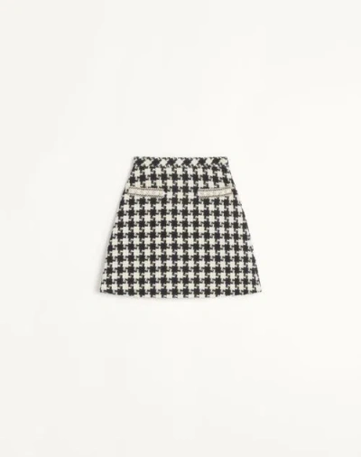 Valentino Virgin Wool-blend Houndstooth Mini Skirt In Multi