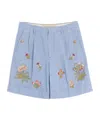 Valentino Denim Embroidered Tailored Shorts In Blue