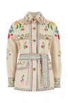 Valentino Embroidered Denim Jacket In Ecru