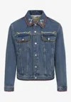 Valentino Denim Jackets Embroideries In Blue