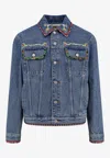 Valentino Denim Jackets Embroideries In Blue