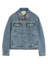 Valentino Denim Jackets Embroideries In Blue