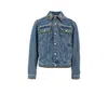 Valentino Garavani Men Beaded Embroidery And Printed Edges Denim Jacket In Blue