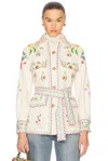 Valentino Embroidered Denim Jacket In Ecru