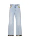 Valentino Embroidered Denim Trousers Woman Light Denim 28 In Blue