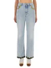 Valentino Womens Denim Blu Lav Chiaro Embroidered Straight-leg Denim Jeans