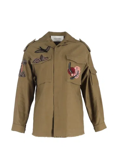 Pre-owned Valentino Embroidered-detail Jacket In Green