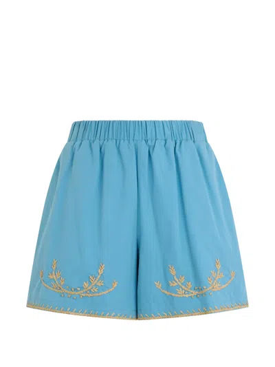 Valentino Embroidered-detail Shorts In Blue