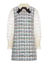 Valentino Tweed Dress With Bow-embellished Sleeves