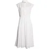 Valentino Broderie Anglaise-trimmed Cotton-poplin Midi Dress In White