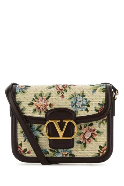 Valentino Garavani Embroidered Fabric 9to5 Crossbody Bag In Brown