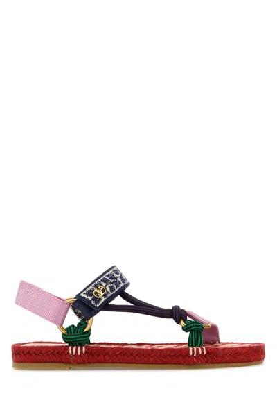 Valentino Garavani Embroidered Fabric Lake Powell Sandals In Multi