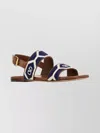 Valentino Embroidered Fabric Vlogo Signature Flat Sandals In Black