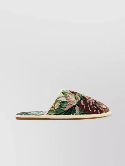 Valentino Garavani Embroidered Floral Round Toe Slippers In Multi