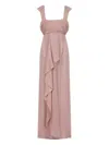 Valentino Embroidered Frill Maxi Dress In Pink