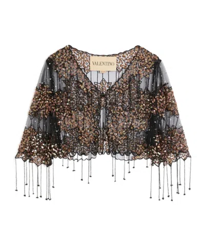 Valentino Embroidered Fringe Detail Casual Jacket In Multi