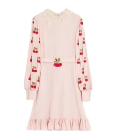 Valentino Embroidered Georgette Dress In Nude