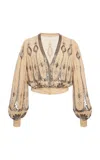 Valentino Embroidered Georgette Top In White