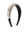 Valentino Embroidered Headband In Black/light Ivory