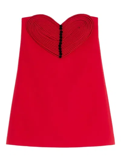 Valentino Embroidered Crepe Couture Short Dress Woman Paris 42 In Red
