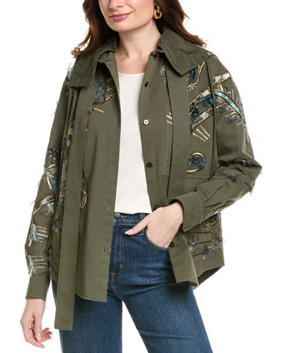 Valentino Embroidered Jacket In Green