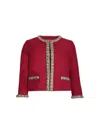 Valentino Embroidered Jacket In Creepe Couture Phalaris Magenta In Red