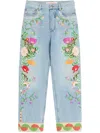 Valentino Womens Floral-embroidery Wide-leg Denim Jeans Denim Blu Lav Chiaro In Blue