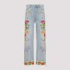 Valentino Womens Floral-embroidery Wide-leg Denim Jeans Denim Blu Lav Chiaro In Denim Blu Lav Chiaro