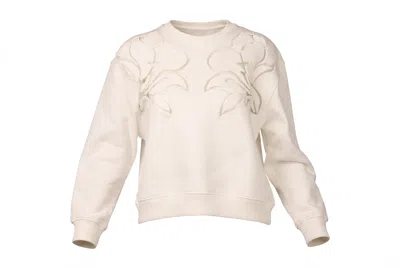 Valentino Embroidered Jersey Sweatshirt In Neutral