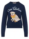Valentino Cotton Sweatshirt In Blue