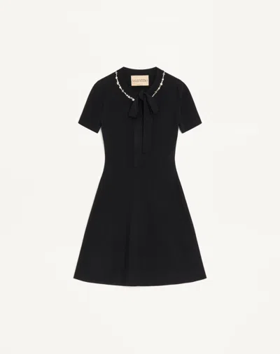 Valentino Embroidered Knit Dress Woman Black Xs