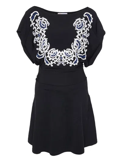 Pre-owned Valentino Embroidered Knitted Mini Dress