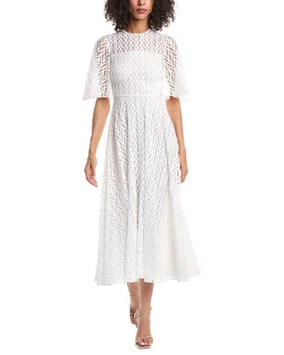 Valentino Embroidered Lace Midi Dress In Transparent