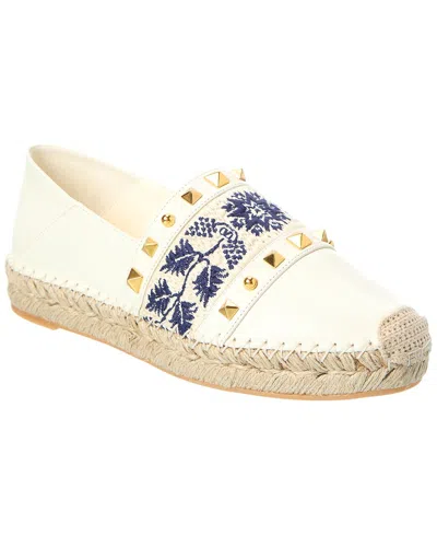 Valentino Garavani Valentino Embroidered Leather Espadrille In Transparent