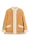 Valentino Embroidered Leather Jacket In Neutral