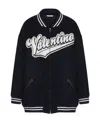 Valentino Embroidered Logo-patch Bomber Jacket In Black