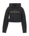 Valentino Embroidered-logo Cropped Hoodie In Black