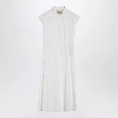 Valentino Embroidered Midi Dress In White