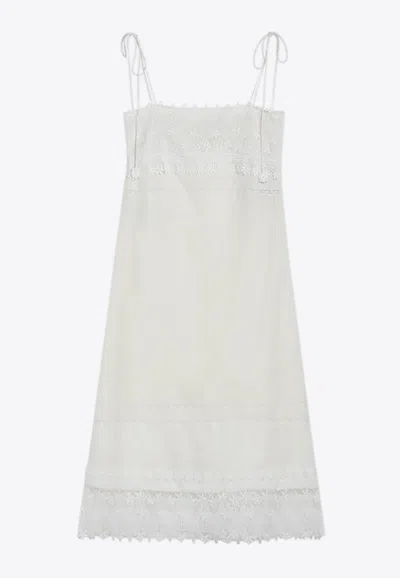 Valentino Embroidered Midi Dress In White