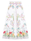 Valentino Pleated Embroidered Cotton, Linen And Silk-blend Midi Skirt In Weiss
