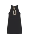 Valentino Garavani Rhinestone Snake Embroidery Crepe Couture Short Dress In Black