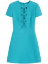 Valentino Embroidered Mini Dress In Blue