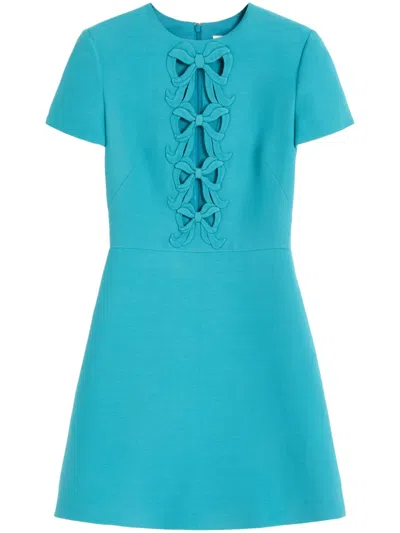 Valentino Embroidered Mini Dress In Blue