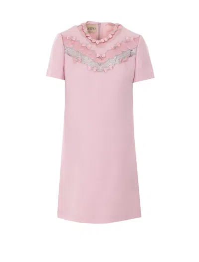 Valentino Embroidered Mini Dress In Pink